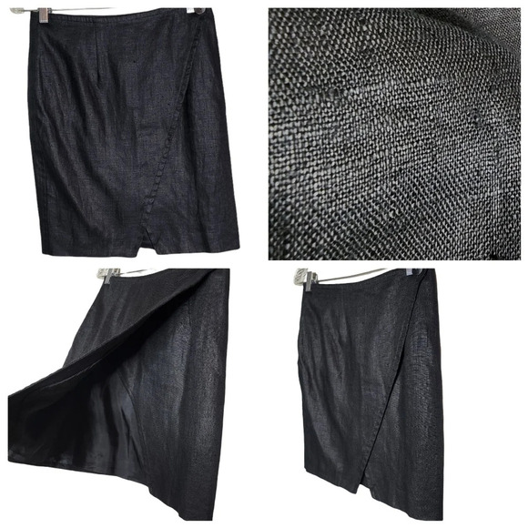 Finity 100% linen wrap black skirt. Size 8 - Picture 4 of 15